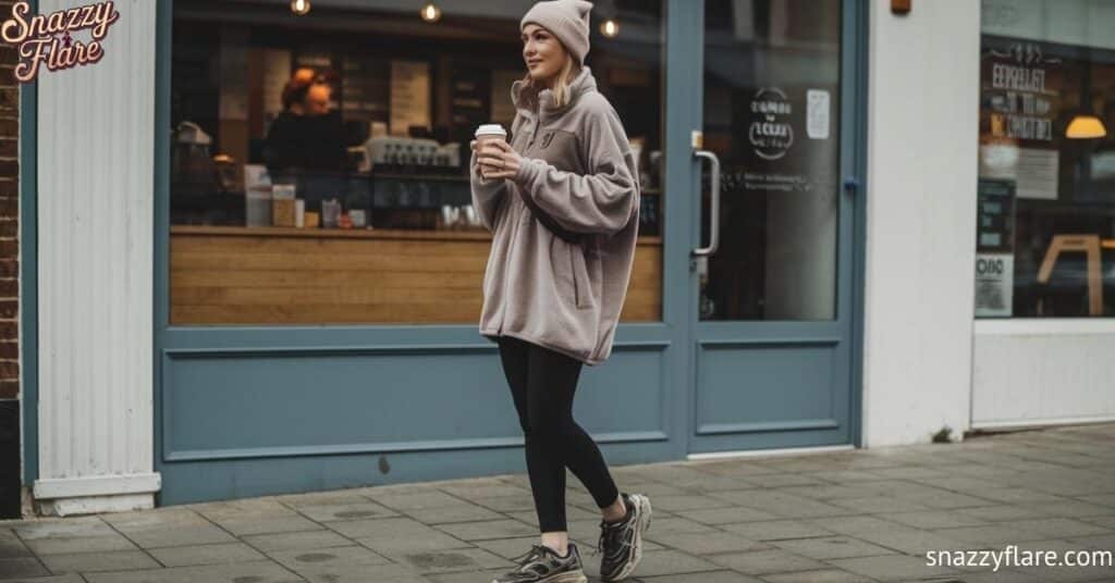 Cozy Street Style: Oversized Sweater and Coffee on a Chilly Day | SnazzyFlare.com